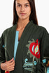 Fully embroidered short coat in cotton slub with pockets